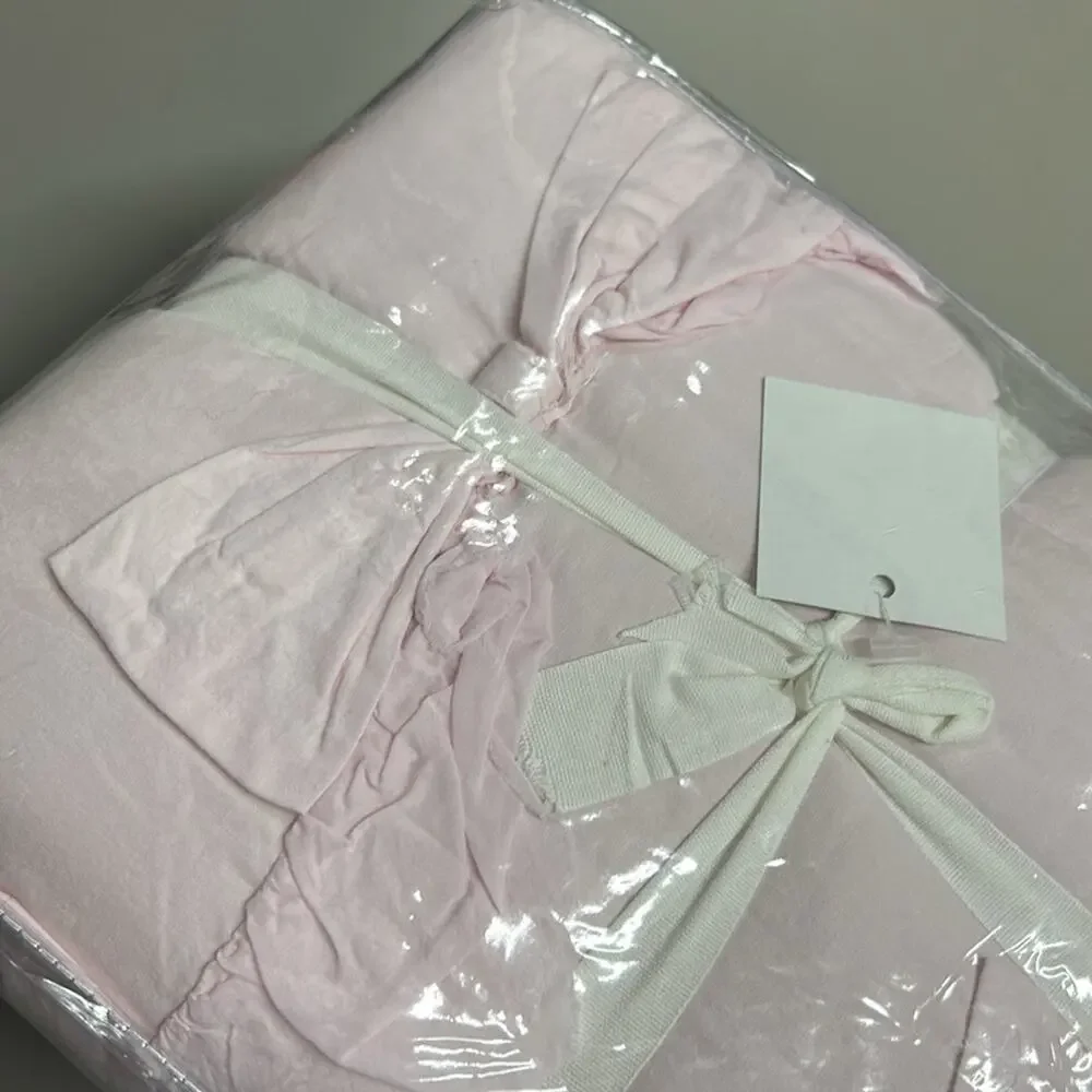 LoveShackFancy Toddler Quilt Pink Sweet Dreams Ruffle Scallop Bows Bedding NEW